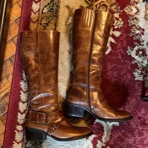 Matisse Cognac Distressed Leather Boots Size 8.5